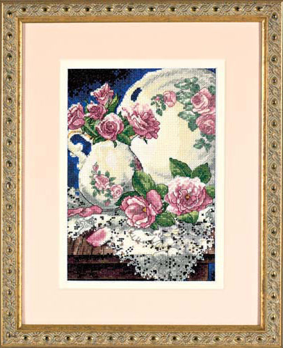 Dimensions Gold Collection Petites Lace and Roses 6929, Counted Cross Stitch Kit, 18 Count Ivory Aida