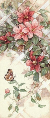 Dimensions Needlecrafts Butterfly & Clematis 13686, Counted Cross Stitch Kit, 14 Count Ivory Aida