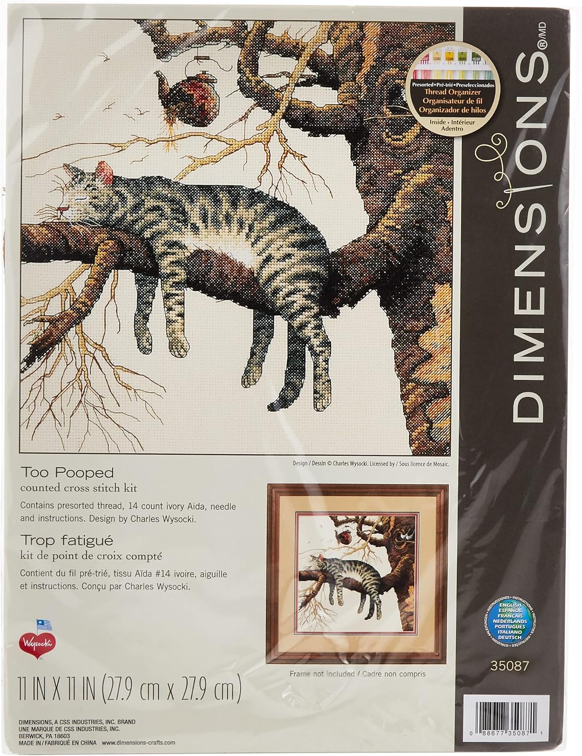 Dimensions Charles Wysocki Too Pooped 35087, Counted Cross Stitch Kit, 14 Count Ivory Aida