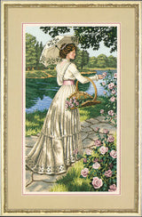 Dimensions Gold Collection A Summer Stroll 3868, Counted Cross Stitch Kit, 18 Count Ivory Aida