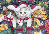 Dimensions Gold Collection Petites Meowy Christmas 8750, Counted Cross Stitch Kit, 18 Count White Aida