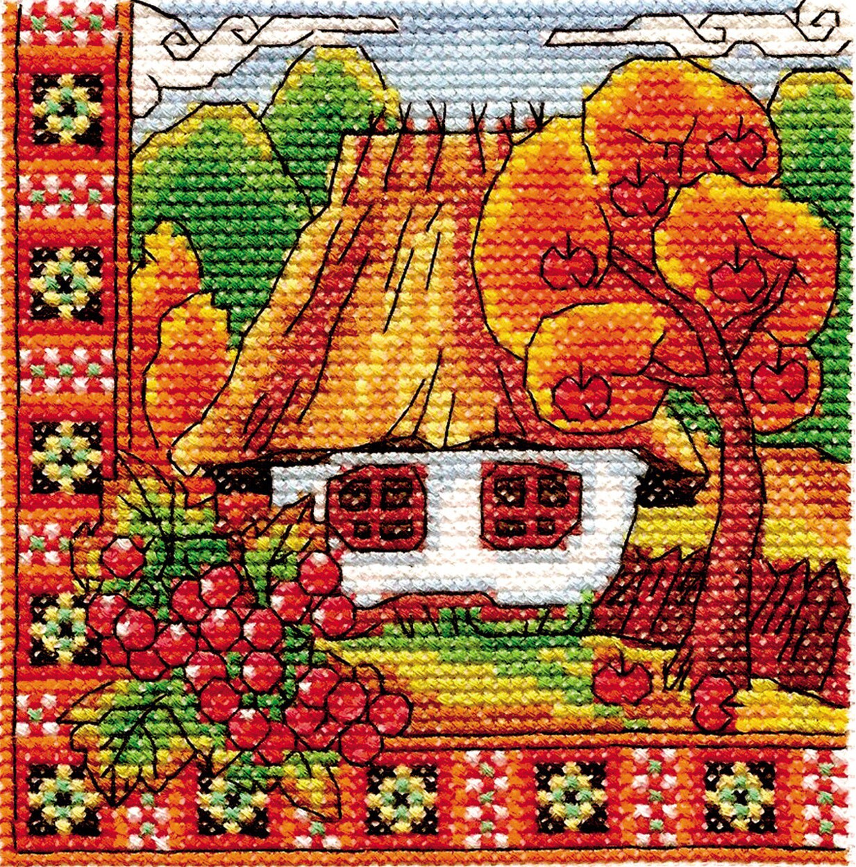Counted Cross Stitch Kit, Autumn Ukraine (Hut), 01270