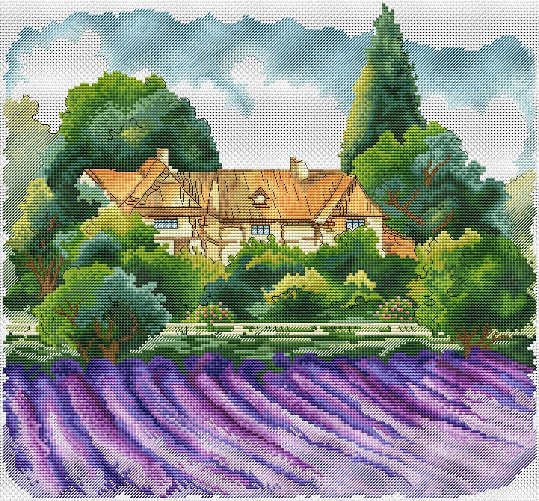 Counted Cross Stitch Kit, Lavender Waves, Aida 14ct, 05209