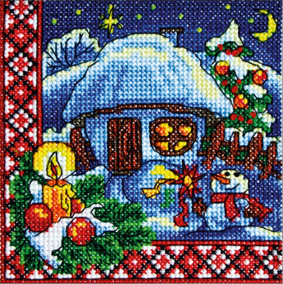 Counted Cross Stitch Kit, Christmas eve (Hut), 01301