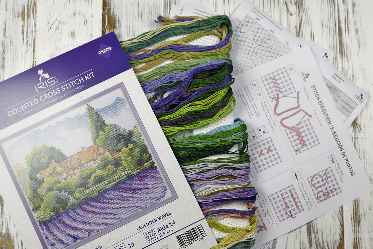 Counted Cross Stitch Kit, Lavender Waves, Aida 14ct, 05209