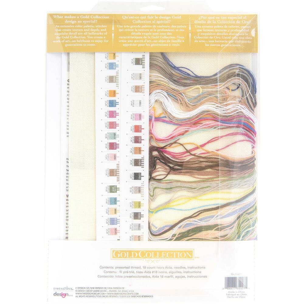 Counted Cross Stitch Kit Dimensions Gold Collection, Cottage Wreath 18 Count, 70-35427