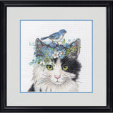 Dimensions Counted Cross Stitch Kit - Floral Crown Cat 16 Count, 70-35433 NEW