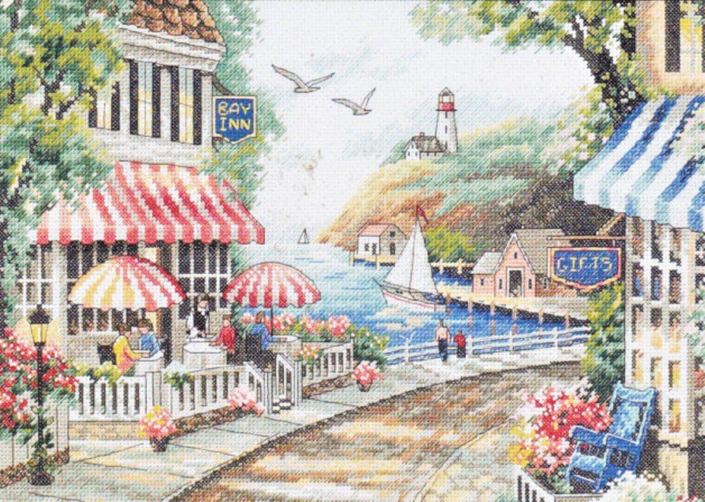 Counted Cross Stitch Kit DIMENSIONS, Cafe By The Sea (14 Count), 35157