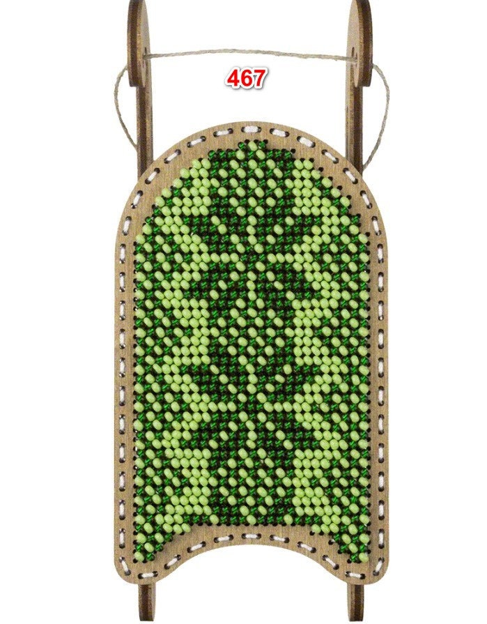 Beaded Sled Stitch Kit: Plywood Ornament Craft (2.2"X4")