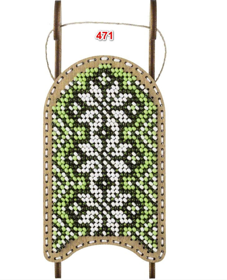 Beaded Sled Stitch Kit: Plywood Embroidery Craft (6x10 cm)