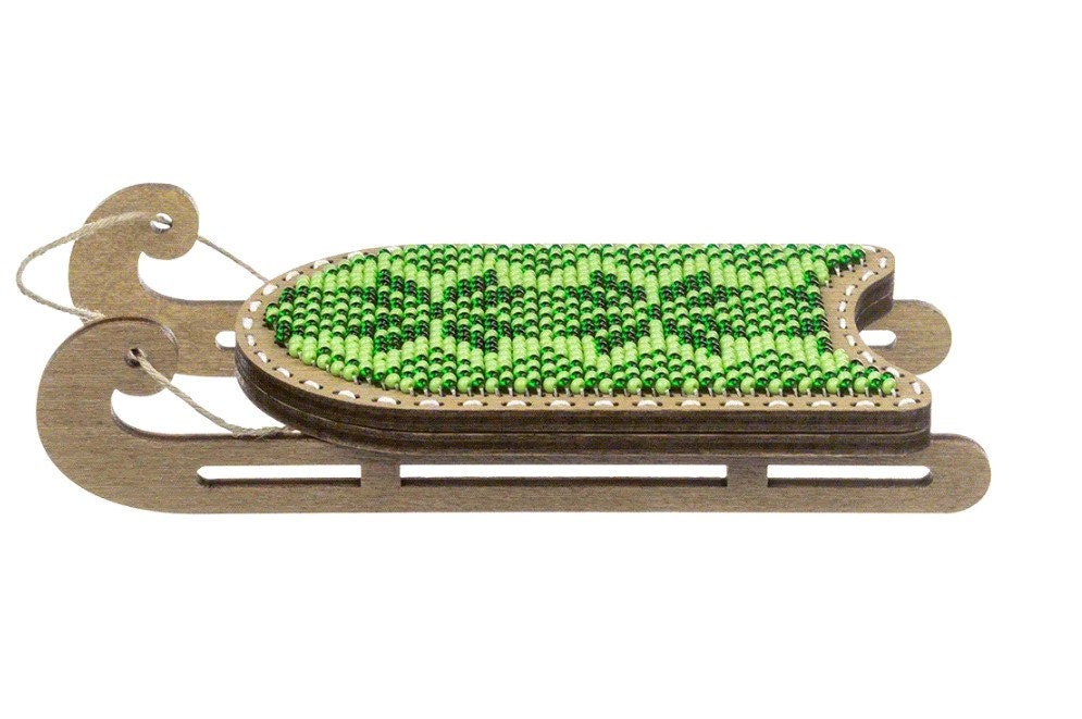 Beaded Sled Stitch Kit: Plywood Ornament Craft (2.2"X4")