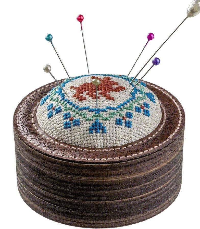 DIY Plywood Needle Holder Kit: Cross Stitch Top (8.5cm)