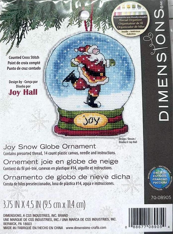Dimensions Counted Cross Stitch Kit 3.75"X4.5" Joy Snowglobe (14 Count), 70-08905