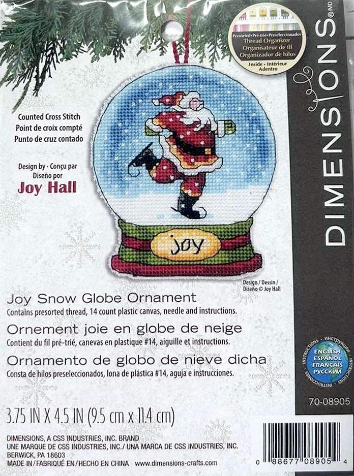 Dimensions Counted Cross Stitch Kit 3.75"X4.5" Joy Snowglobe (14 Count), 70-08905