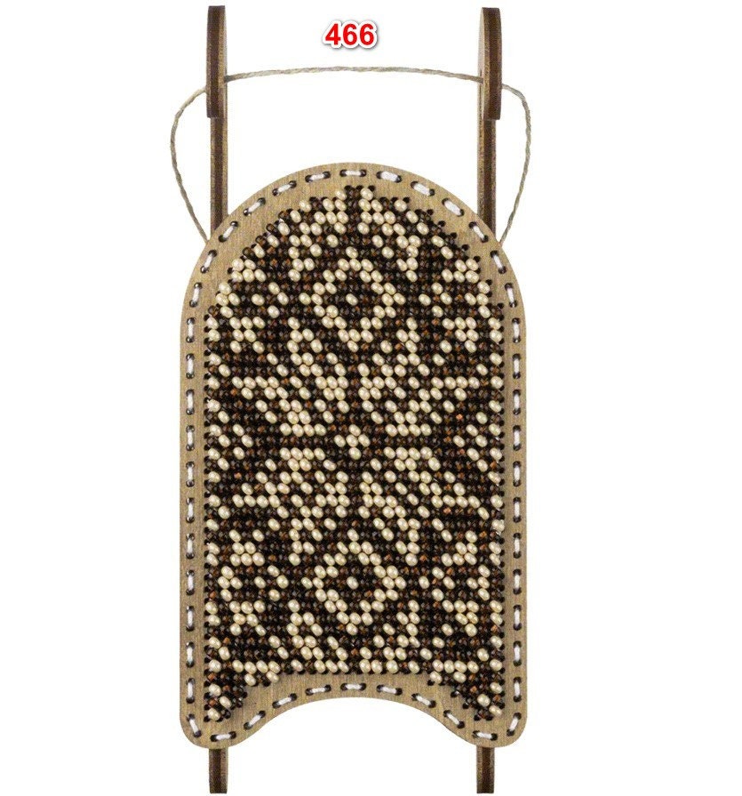 Beaded Sled Stitch Kit: Plywood Embroidery Craft (6x10 cm)