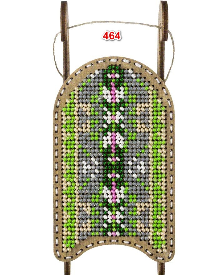 Beaded Sled Stitch Kit: Plywood Embroidery Craft (6x10 cm)