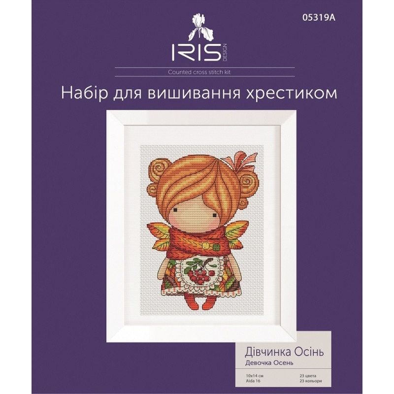 Cross Stitch Kit Girl Autumn, Iris Design, 05319A ( on Aida 16ct)