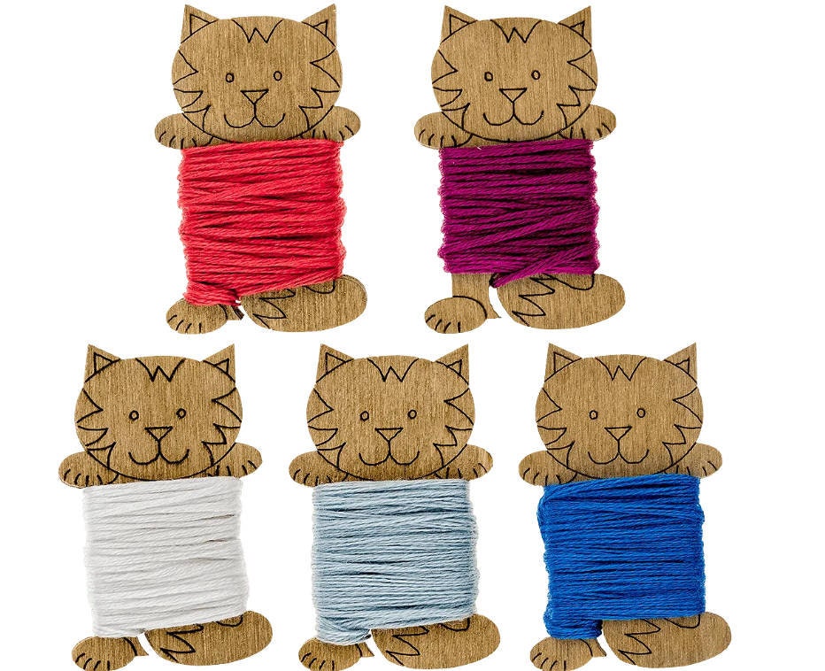 Bobbins plywood for threads, ribbons, floss, Cats , 15 pcs, LC-069