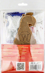 Bead Embroidery Kit: Santa with Blue Hat on Wood (2.3"x5.7")