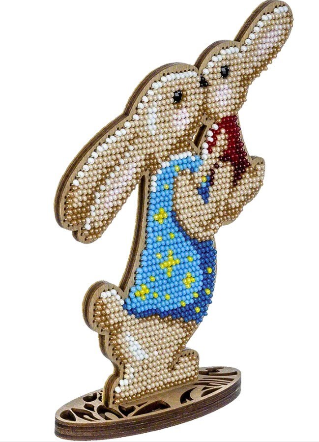 Bead Embroidery Kit Easter Decoration Rabbits, LK-432. Fast DIY Kit