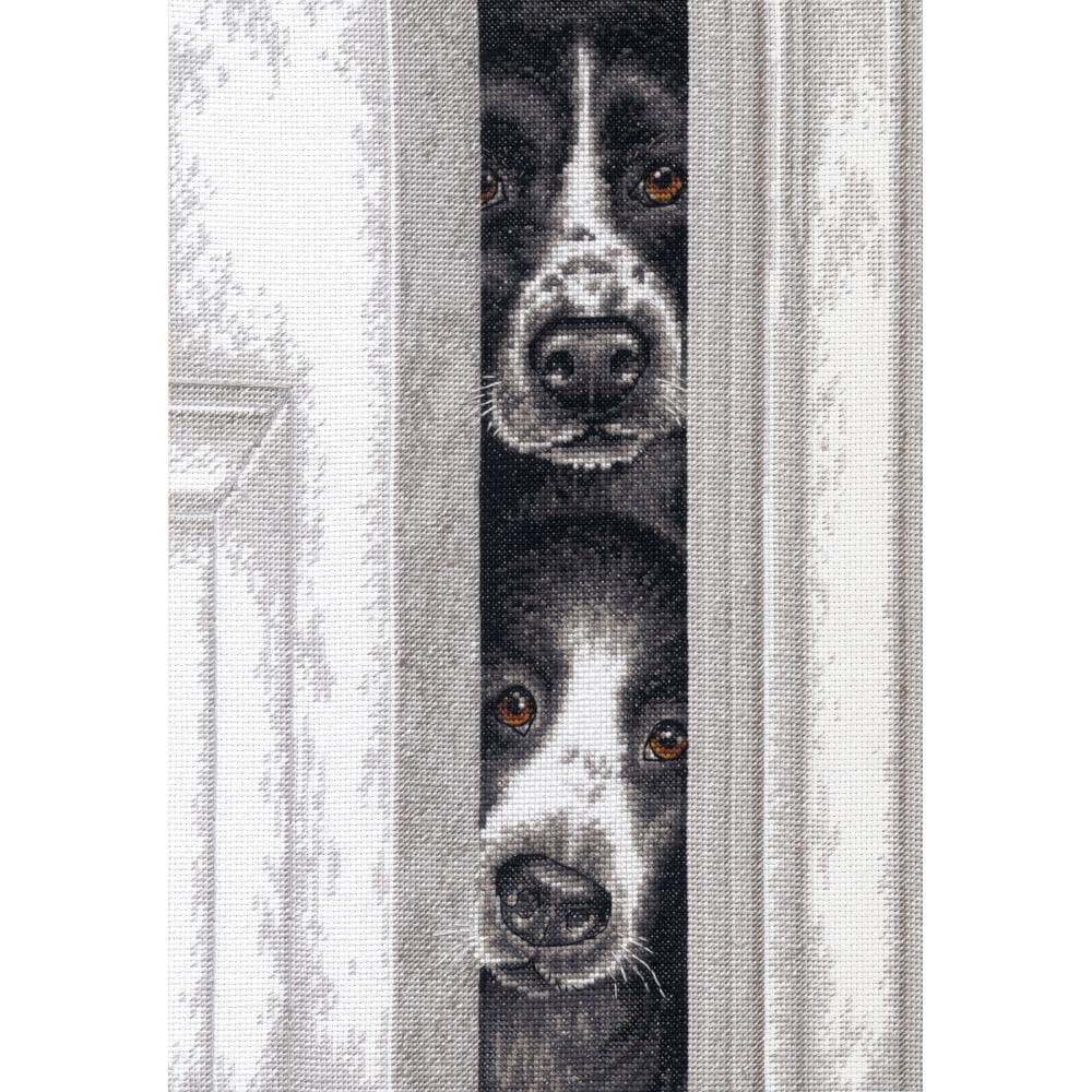 Dimensions Counted Cross Stitch Kit 10"X14", Peeking Pups (14 Count), 70-35400