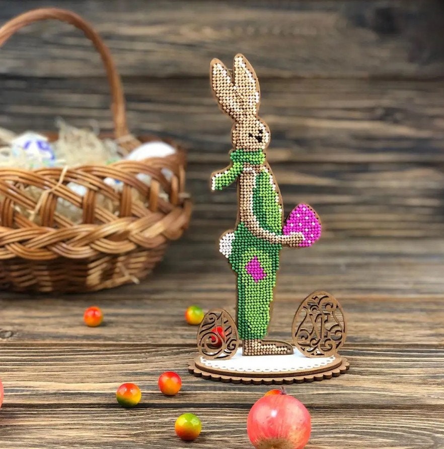 Bead Embroidery Kit: Easter Bunny Decoration DIY Craft