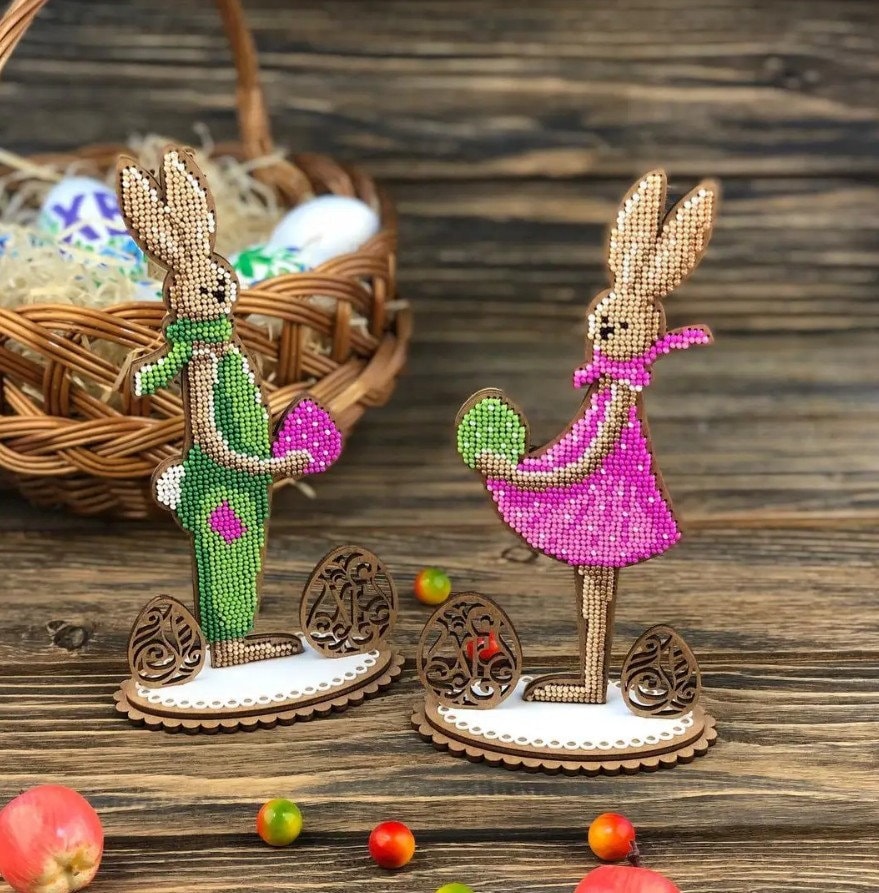 Bead Embroidery Kit: Easter Bunny Decoration DIY Craft