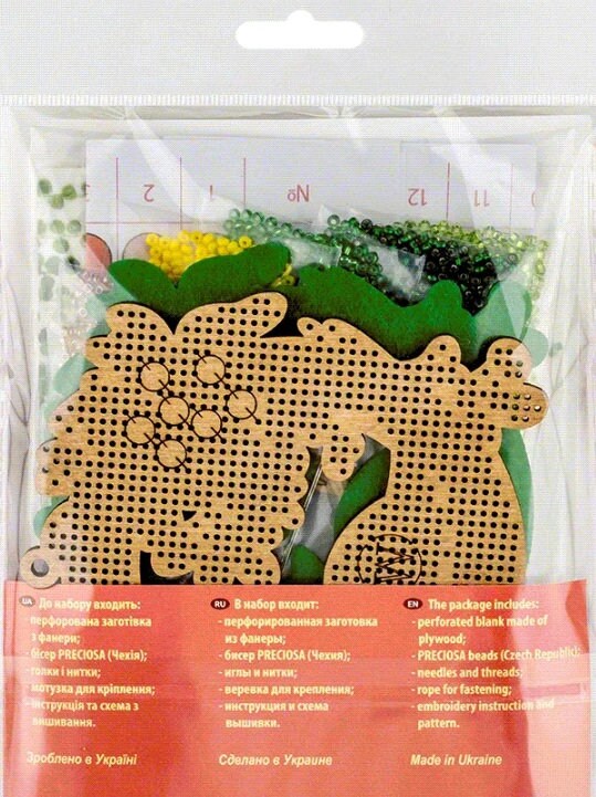 Bead Embroidery Kit: Wood Wreath with Bird, DIY Craft (4.1x3.9")