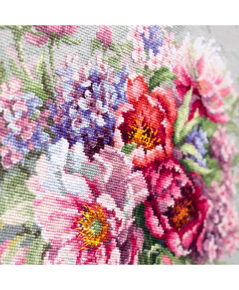 Magic Needle Counted Cross Stitch Kit Peonies and Hydrangeas, 510-224