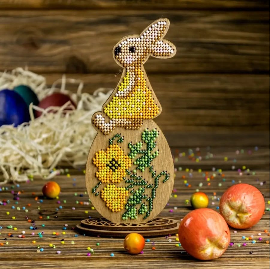 Bead Embroidery Kit: Easter Rabbit Decoration DIY Craft