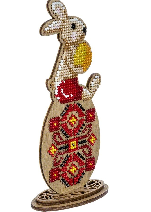 Bead Embroidery Kit: Easter Rabbit Decoration DIY Craft (2.75x6.1")