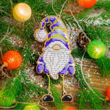Bead Embroidery Kit On Wood: Gnome with Blue Hat (3.3"x7.7")
