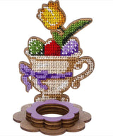 Bead Embroidery Kit Easter Decoration Egg Holder with Flowers, LK-330. Fast DIY Kit ( beads , thread, needle, plywood base included)