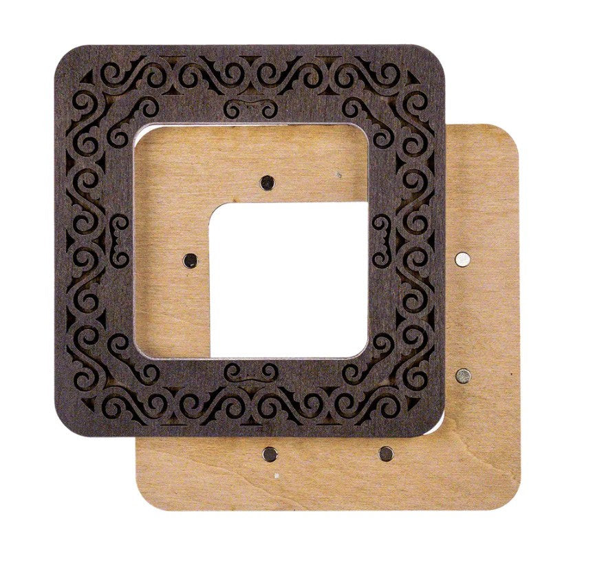 Plywood Embroidery Hoop with Magnetic Holders, for Cross Stitch 2.3x2.3 IN