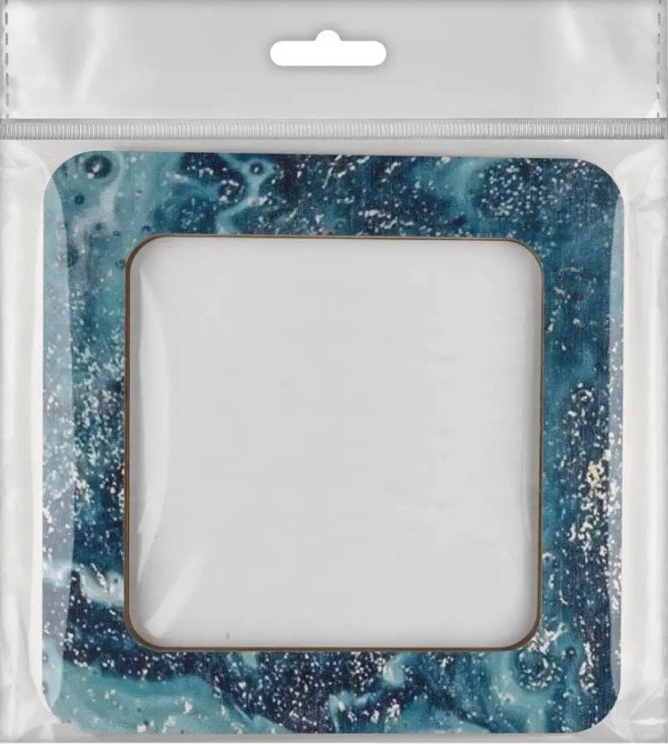Embroidery Hoop with Magnetic Holders, Marbled Teal, 4x4 IN