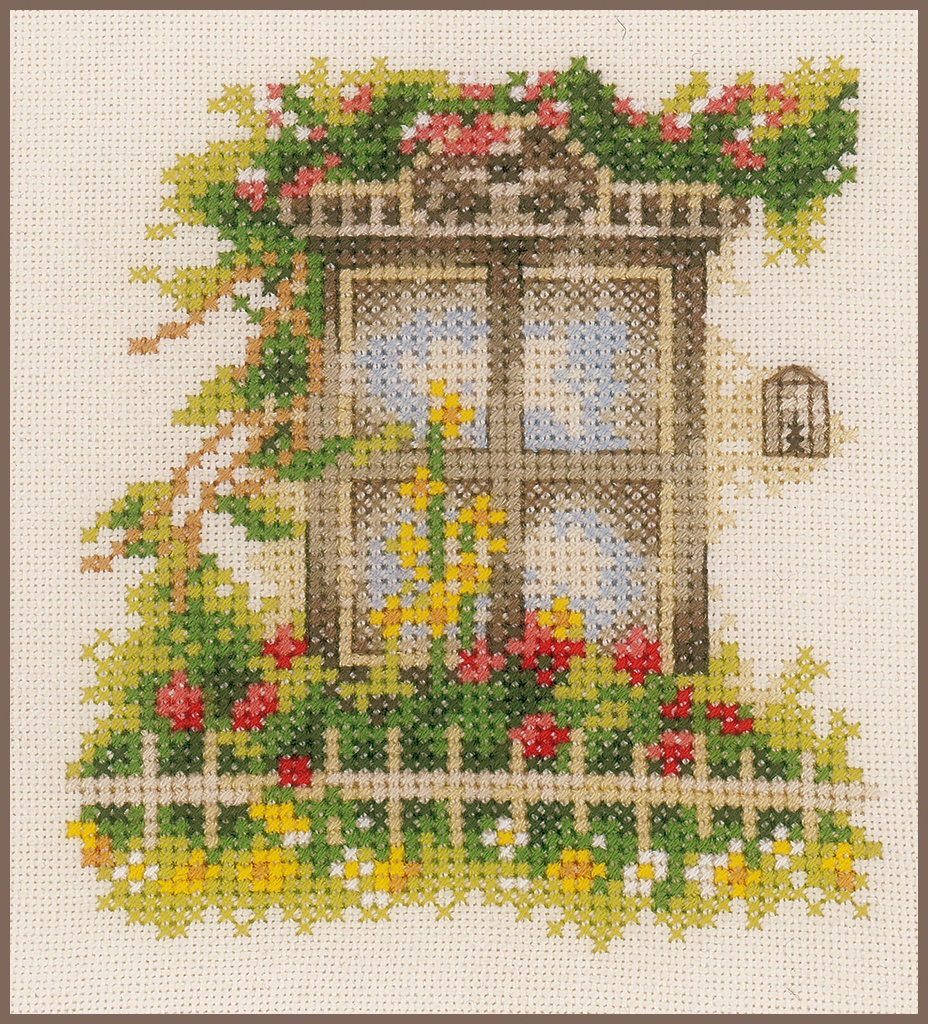 Counted Cross Stitch Kit Lanarte - Window & flowers, PN-0162523 Rare find.
