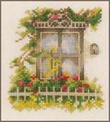 Counted Cross Stitch Kit Lanarte - Window & flowers, PN-0162523 Rare find.