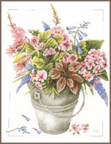 Counted Cross Stitch Kit Lanarte - Bouquet of flowers in bucket, PN-0158325, Belgium