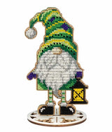 Bead Embroidery Kit: Gnome with Lantern, DIY Craft (3.5"x6.1")