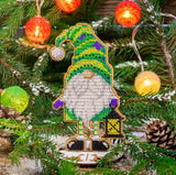 Bead Embroidery Kit: Gnome with Lantern, DIY Craft (3.5"x6.1")
