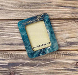 Plywood Embroidery Hoop with Magnetic Holders Marbled Teal & Blue (2.6x3.5 IN)