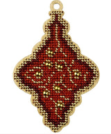 Bead Embroidery Kit on Wood, ornament, LK-446 ( beads , thread, needle, plywood base included)