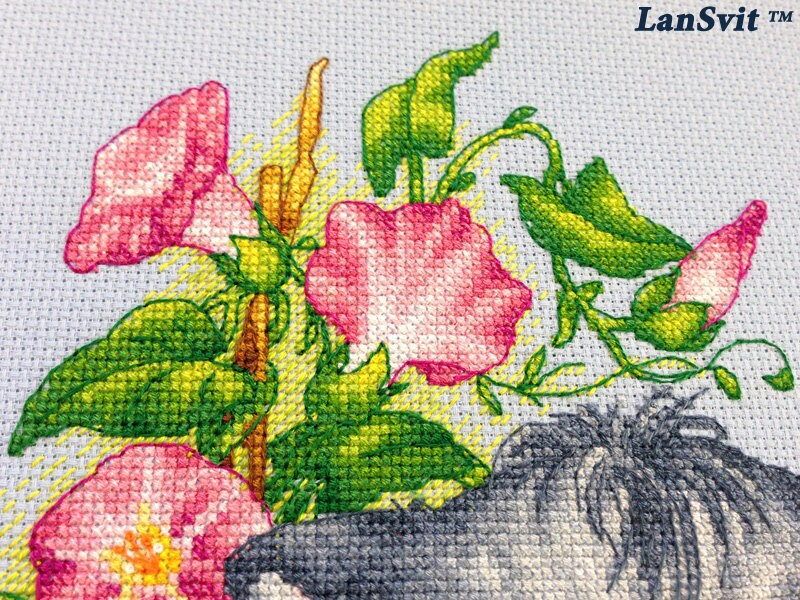 Counted Cross Stitch Kit The Fluffy Gardener, LanSvit D-012