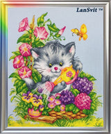 Counted Cross Stitch Kit The Fluffy Gardener, LanSvit D-012