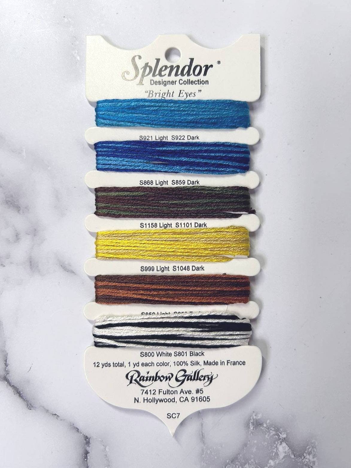 Threads kit Splendor Bright Eyes, 100% Silk, each color 2yd., SC-07 ( 1 Item)