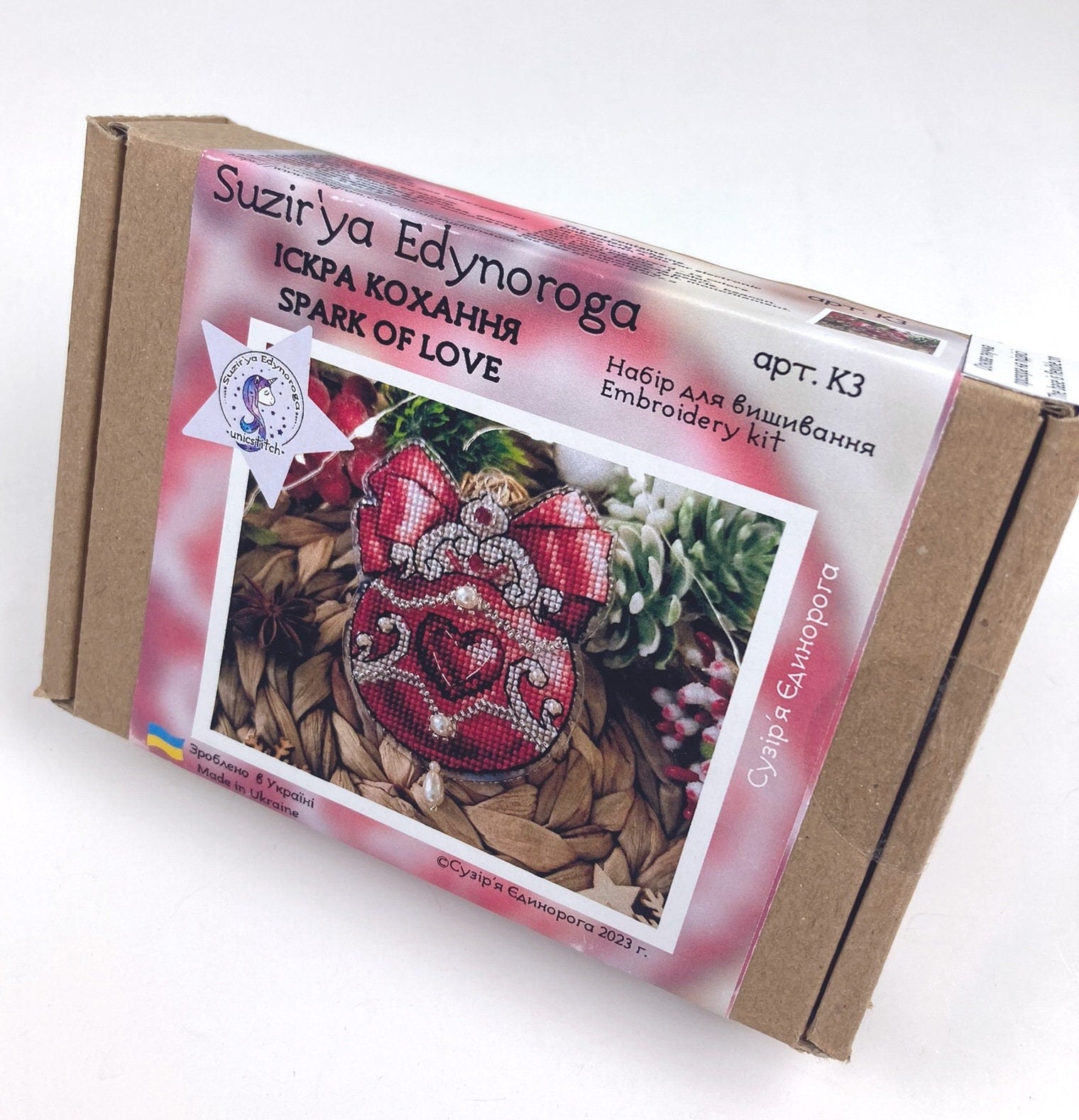 Cross Stitch Kit Red Heart: Spark of Love, Beads & Crystals