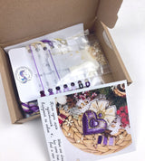 Bead and Cross Stitch Kit Purple Heart: Threads, Beads & Crystals DIY (8x9 cm)