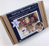 Cross Stitch Kit, Gingerbread Santa (Red Suit), threads, beads and decorative crystals