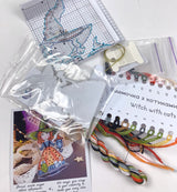 Cross Stitch Kit, Witches with a cats, with threads and beads on flexible plastic base.