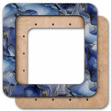 Embroidery wood Hoop with Magnetic Holders (4x4 IN), Marbled Dark Blue